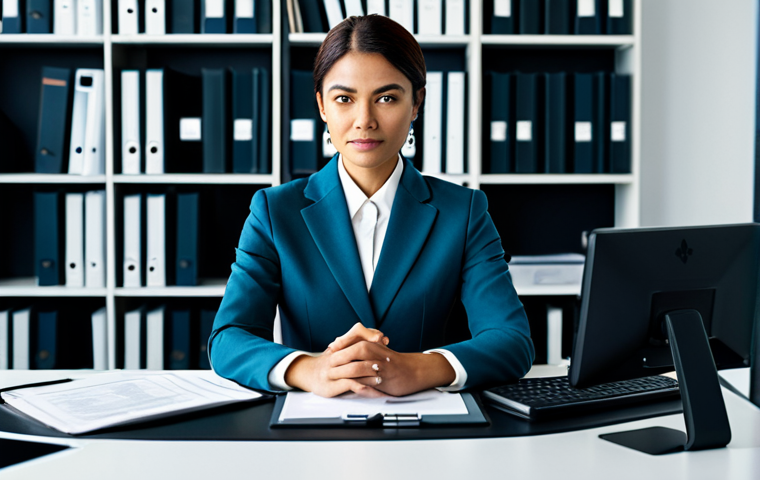 **Prompt 1: Professional Versatility and Adaptability**
A diverse professional woman in a modest business suit, fully clothed, appropriate attire, engaging confidently with multiple screens and documents in a dynamic modern office environment. The workspace features sleek glass walls and muted, professional lighting, conveying a sense of multitasking and agility. Her pose is natural, showcasing correct proportions and perfect anatomy, with well-formed hands. The image should be in a professional photography style, sharp focus, high-resolution, and depict a calm, productive atmosphere. This content is safe for work, appropriate, and family-friendly, demonstrating professional dress.