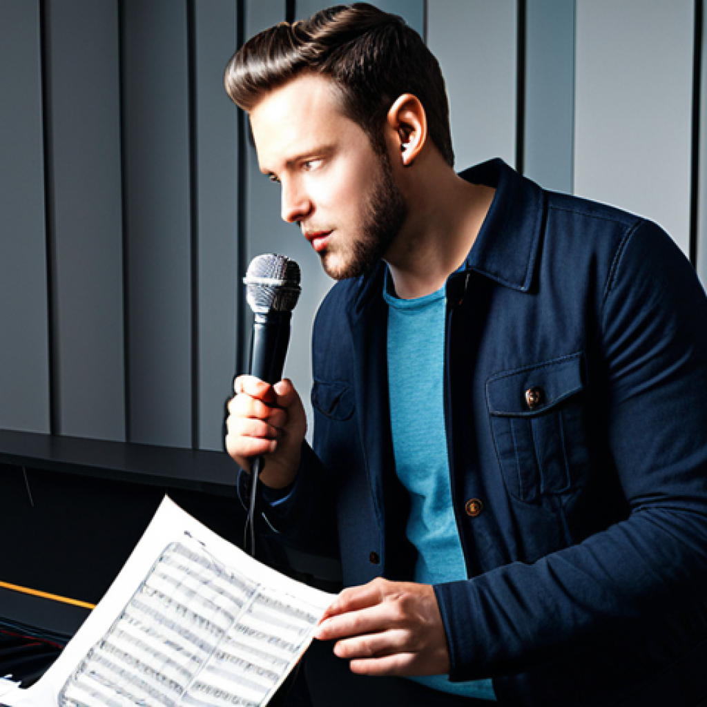 The Vocal Coach**

"A professional vocal coach, mid-thirties, fully clothed in a stylish yet modest outfit appropriate for a music studio, giving advice to a young aspiring singer (early twenties, also fully clothed in casual but stylish attire) in a modern recording studio setting, microphones and sheet music visible, safe for work, appropriate content, professional environment, family-friendly, perfect anatomy, correct proportions, natural pose, well-formed hands, proper finger count, natural body proportions, high-quality lighting."

**