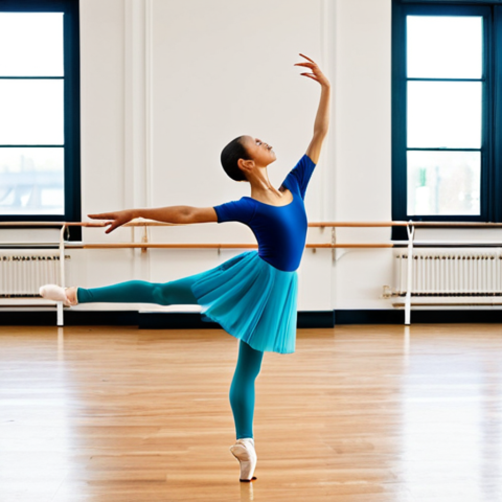 The Expressive Dancer**
"A female dancer in a fully clothed, modest ballet practice outfit, performing a graceful arabesque in a bright, airy dance studio with hardwood floors and large windows, perfect anatomy, natural proportions, well-formed hands, professional dance photography, safe for work, appropriate content, professional, family-friendly."
**