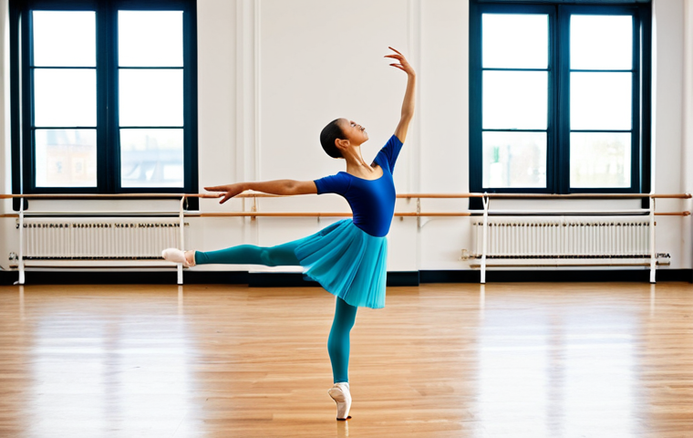 The Expressive Dancer**
"A female dancer in a fully clothed, modest ballet practice outfit, performing a graceful arabesque in a bright, airy dance studio with hardwood floors and large windows, perfect anatomy, natural proportions, well-formed hands, professional dance photography, safe for work, appropriate content, professional, family-friendly."
**