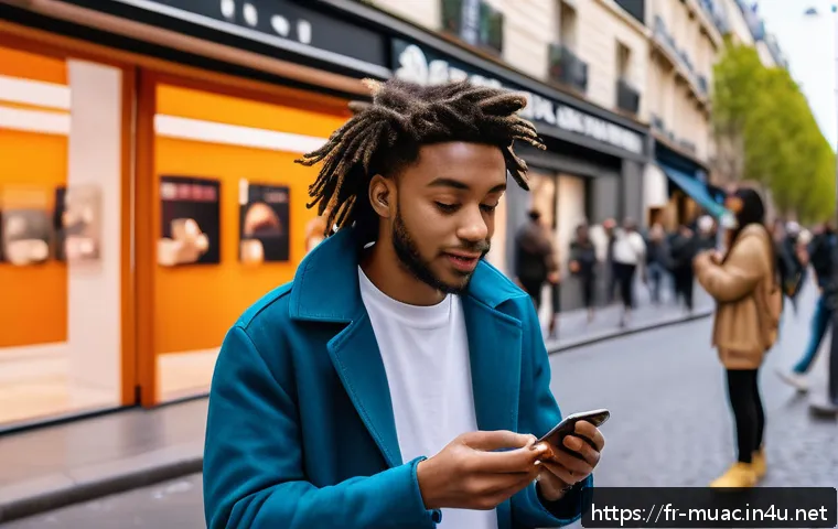 뮤지컬 배우의 팬 관리 전략 - A young French artist engaging with fans on Instagram and TikTok, vibrant urban backdrop of Paris, w...