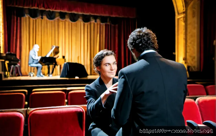 Home 30 뮤지컬 배우의 다양한 직업군 탐구 - Photorealistic behind-the-scenes view inside a historic Paris theatre, a diverse French musical perf...